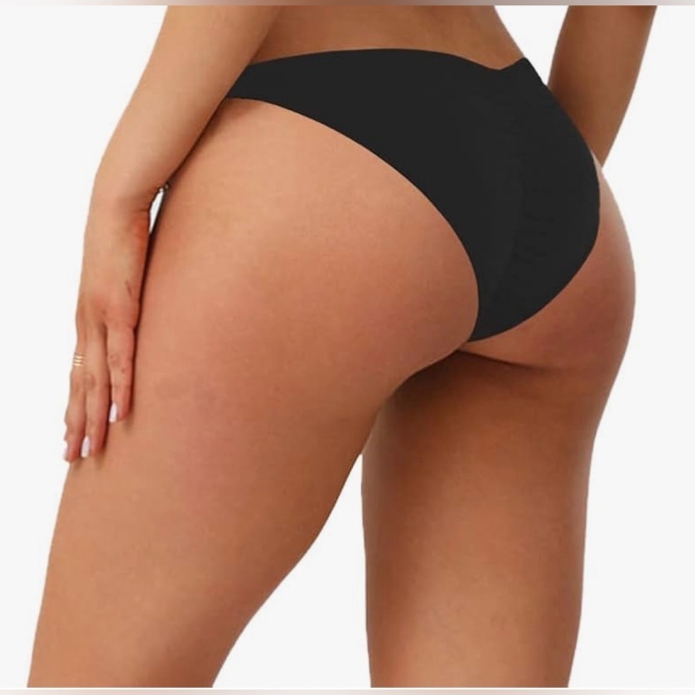 Adore Me Black Bikini Bottom Cheeky Ruched Back NWT Size S